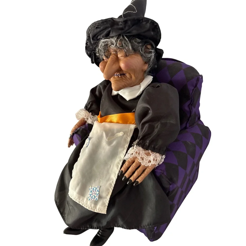 Vintage Animated Witch Doll Halloween Prop Decoration Sounds Motion Decor‎ Works